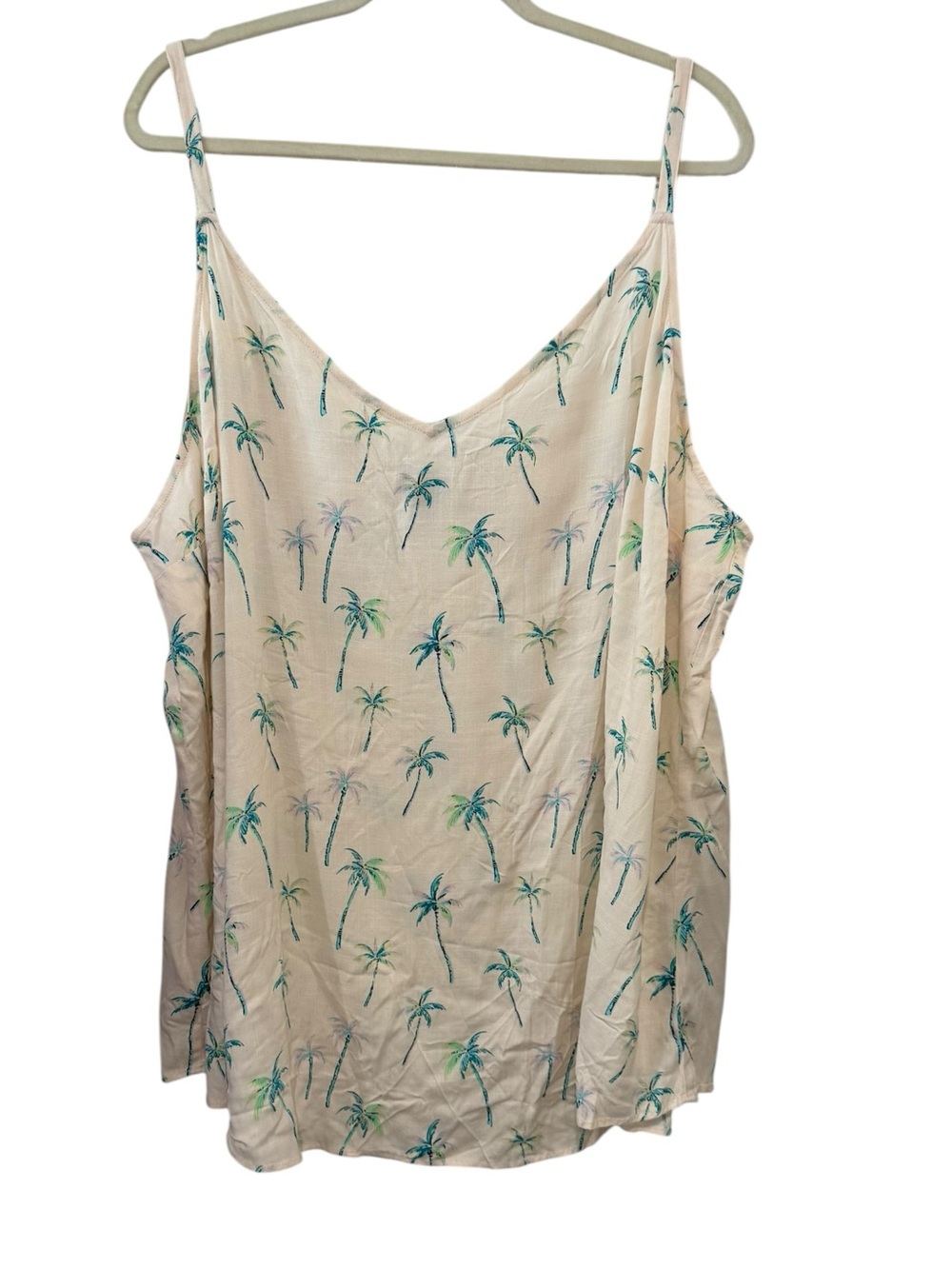 Torrid 5X Palm Print V Neck Tank Beige Tropical Cami Lightweight